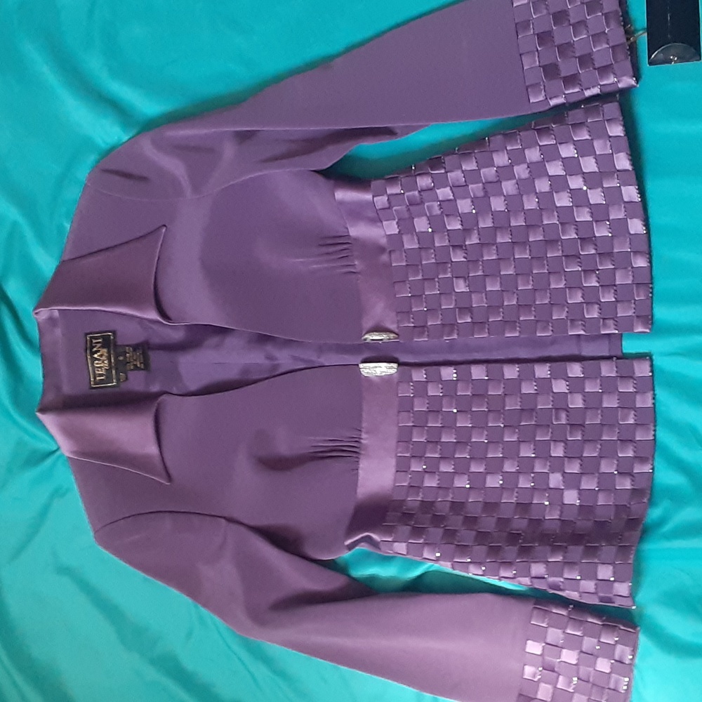 Terani Couture Mauve 3-Piece Skirt Suit w/ Beaded Jacket | Size 6 | NWT - Picture 6 of 16